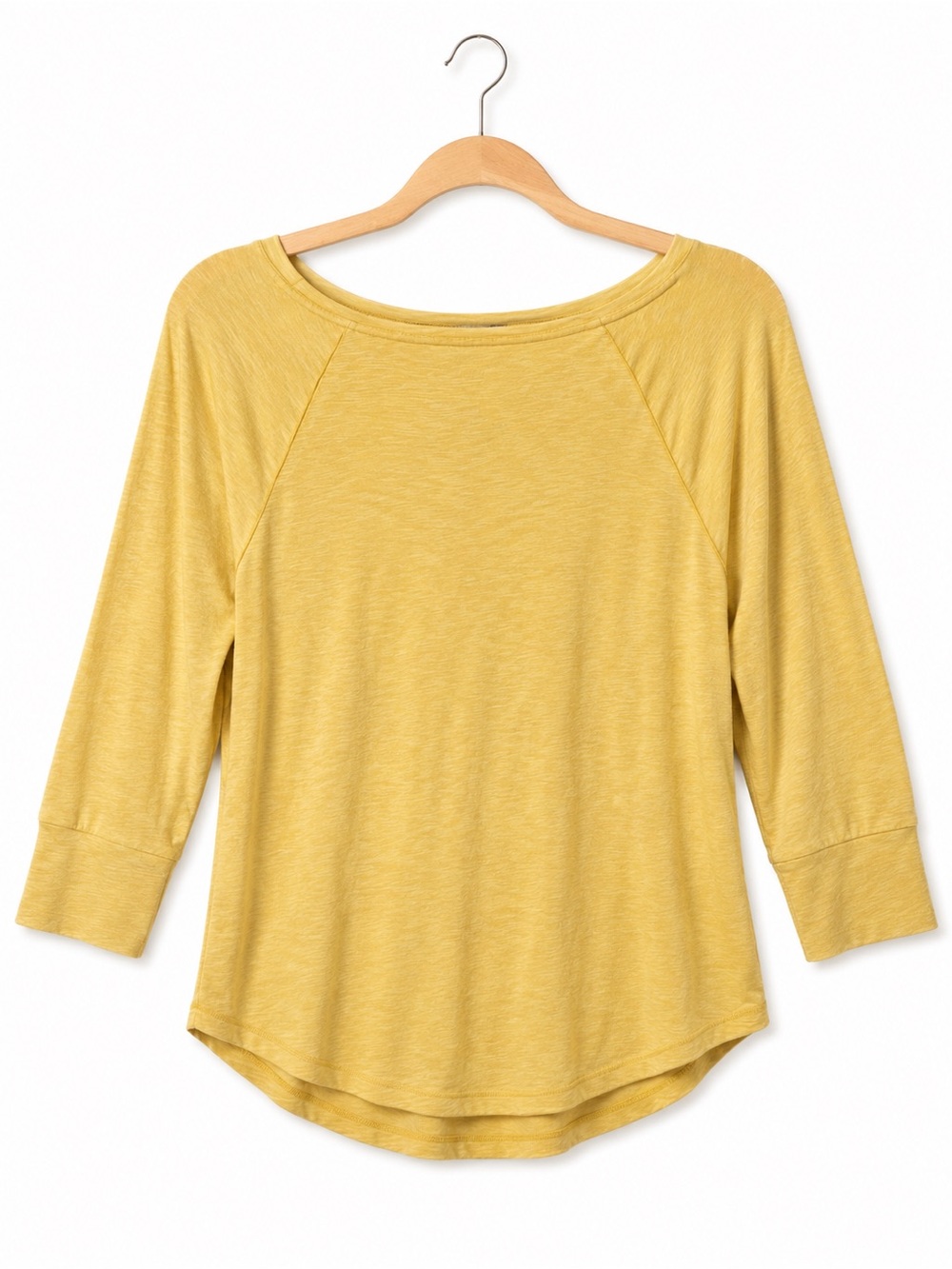 Mossimo Supply Co Yellow Heathered Raglan 3/4 Sleeve Tee Top Medium - Picture 4 of 5
